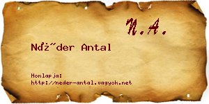 Néder Antal névjegykártya